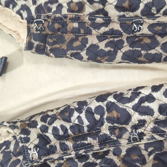 Vintage Carole Little Silk Quilted Leopard Print Cardigan Jacket Women’s L - Picture 8 of 10